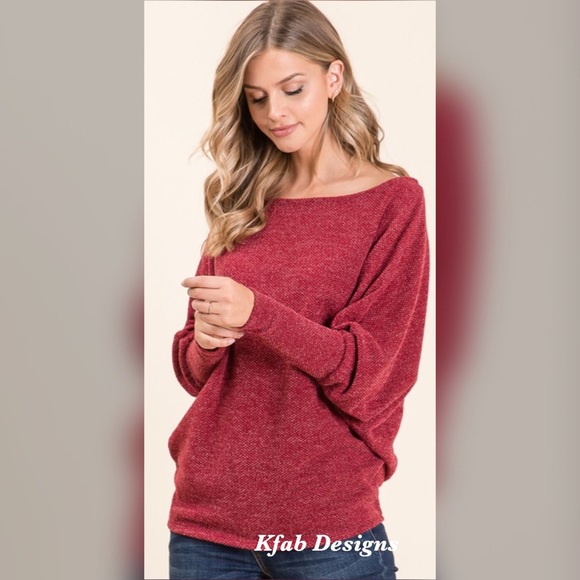 🥰LAST Dolman Sleeve Off Shoulder Soft Sweater Top - Picture 4 of 4